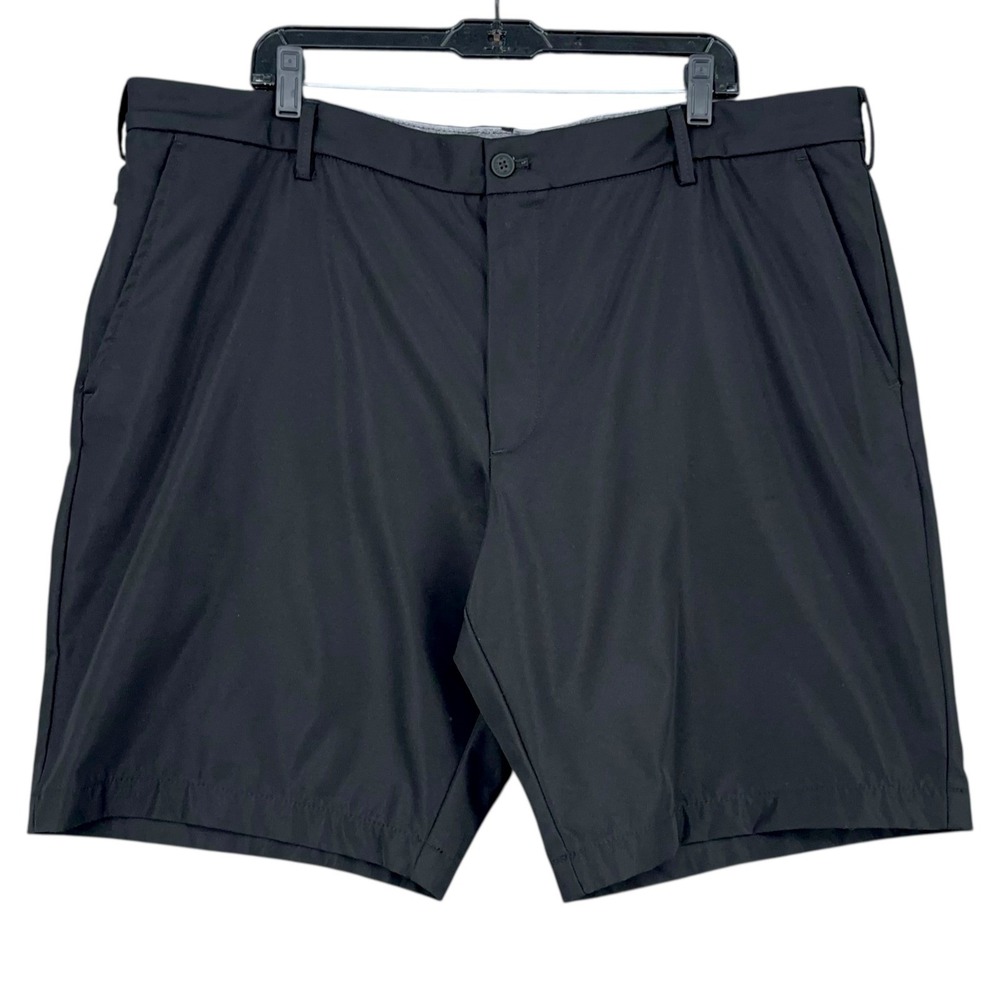 IZOD Mens Black Stretch Golf Shorts Flat Front‎ Casual Chino Size 42 Waist